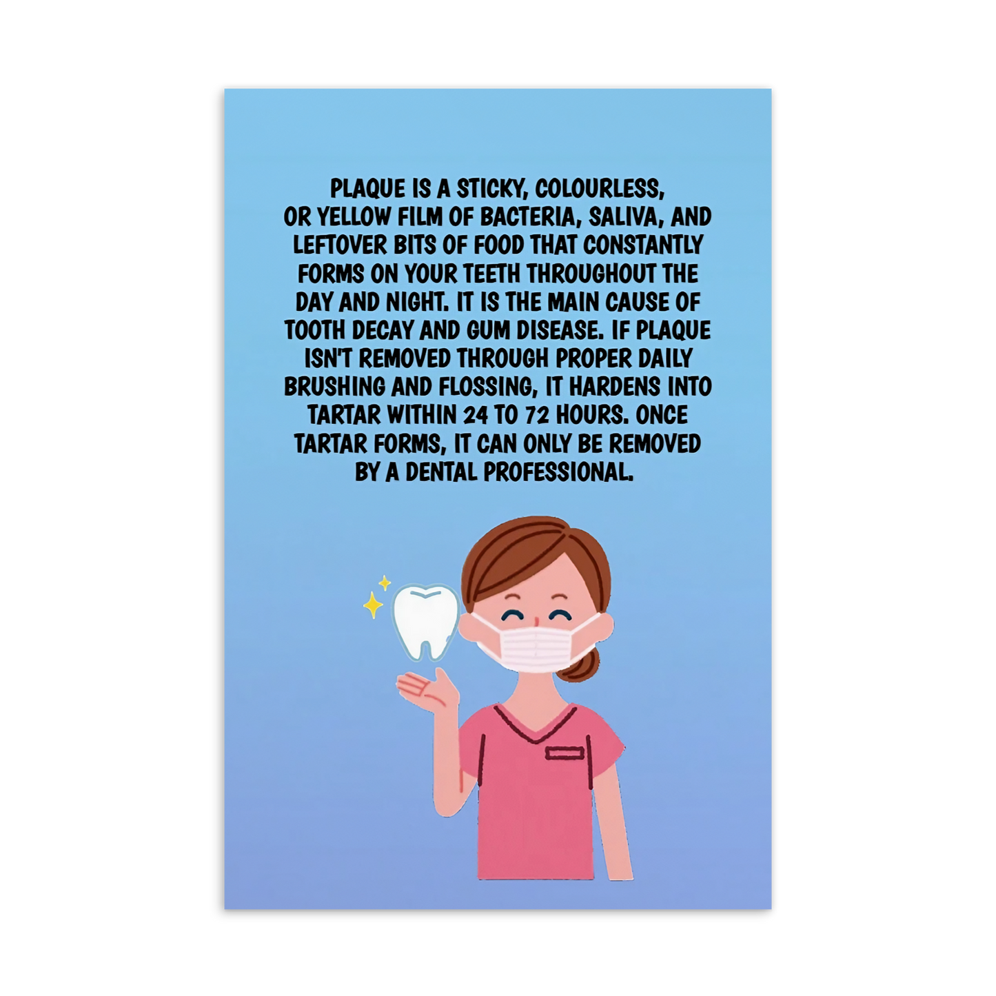 Oral Hygiene Cards- Plaque Is A Sticky, Colourless Or Yellow Film Of Bacteria, Saliva, And Leftover Bits Of Food That Constantly Forms On Your Teeth
