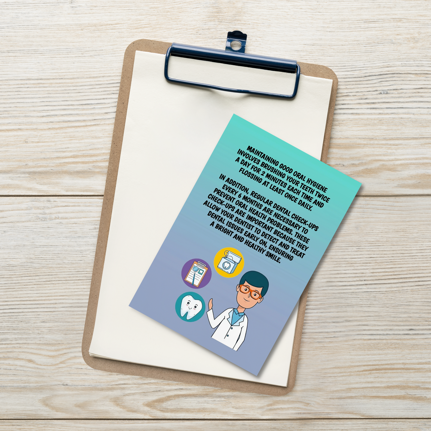 Oral Hygiene Cards- Maintaining Good Oral Hygiene Involves Brushing Your Teeth Twice A Day For Two Minutes Each Time And Flossing At Least Once Daily.