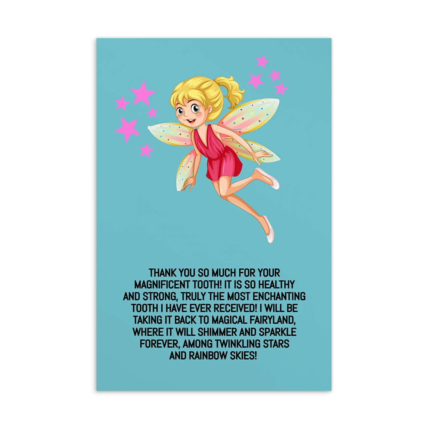 Tooth Fairy Thank You Cards- Thank You So Much For Your Magnificent Tooth!