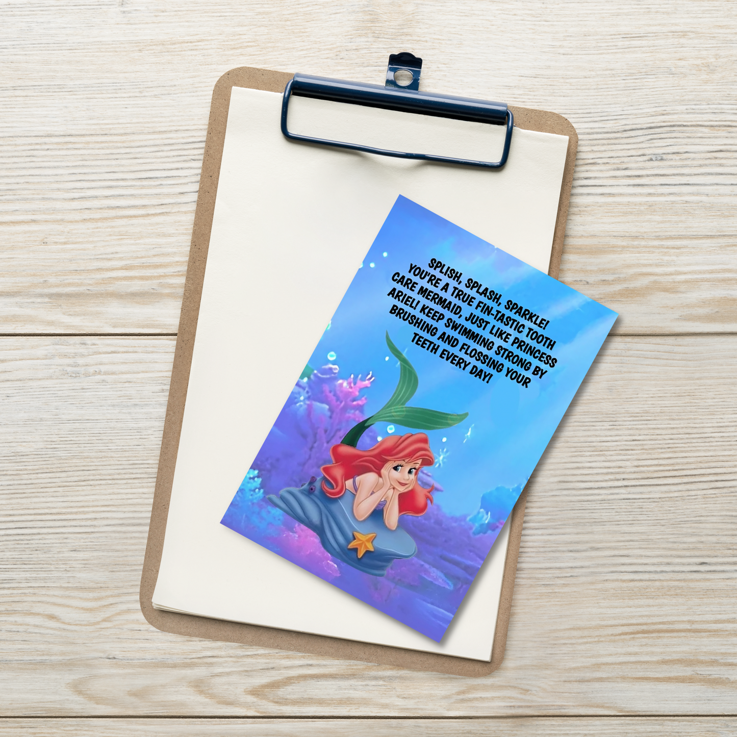 Princess Ariel | Dental Motivational & Reward Cards- Splish, Splash, Sparkle! You're A True Fin-Tastic Tooth Care Mermaid!