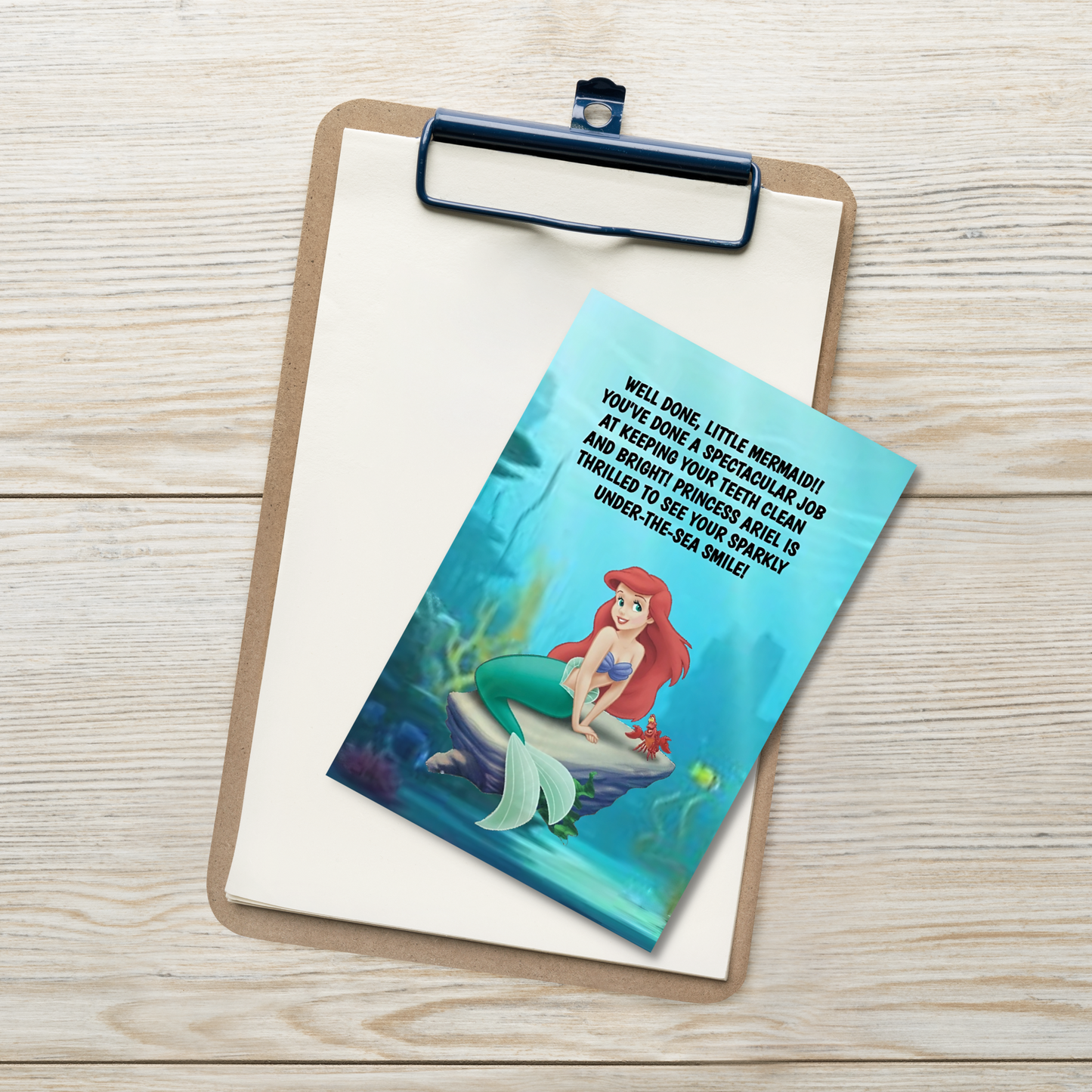 Princess Ariel | Dental Motivational & Reward Cards- Well Done, Little Mermaid! You've Done A Spectacular Job At Keeping Your Teeth Clean And Bright!