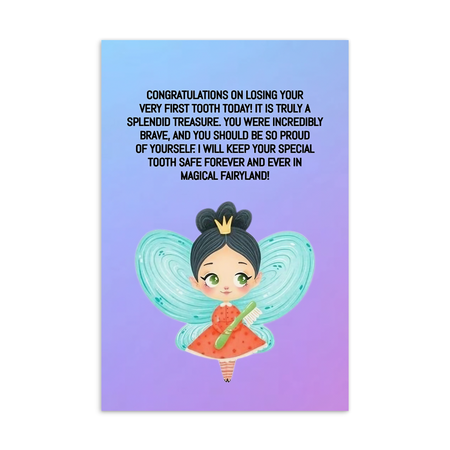 Tooth Fairy Thank You Cards- Congratulations On Losing Your Very First Tooth Today!