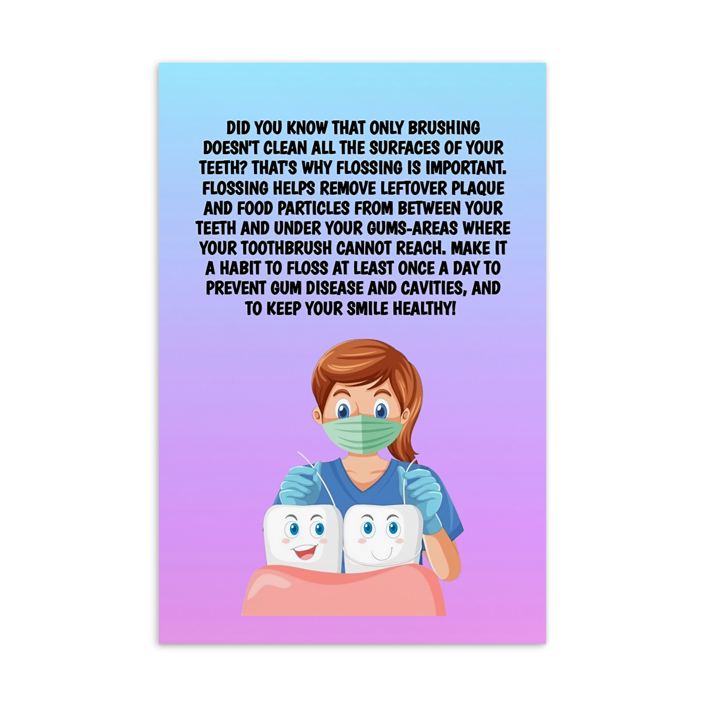Oral Hygiene Cards- Did You Know That Only Brushing Doesn't Clean All The Surfaces Of Your Teeth?
