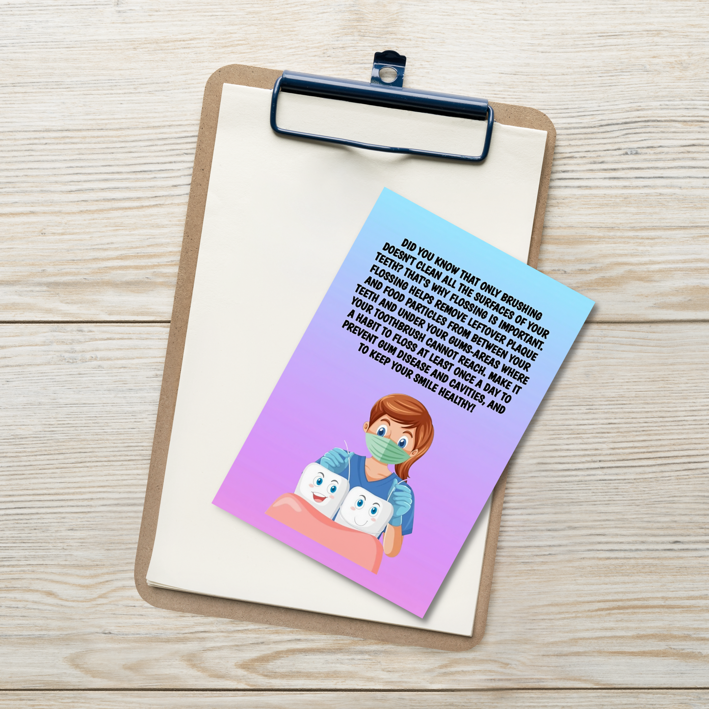 Oral Hygiene Cards- Did You Know That Only Brushing Doesn't Clean All The Surfaces Of Your Teeth?
