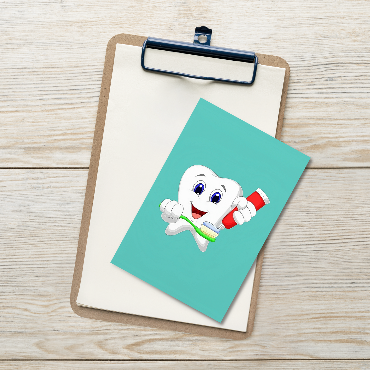 Dental Motivational & Reward Cards- Tooth Putting Toothpaste On Toothbrush (Green Background)