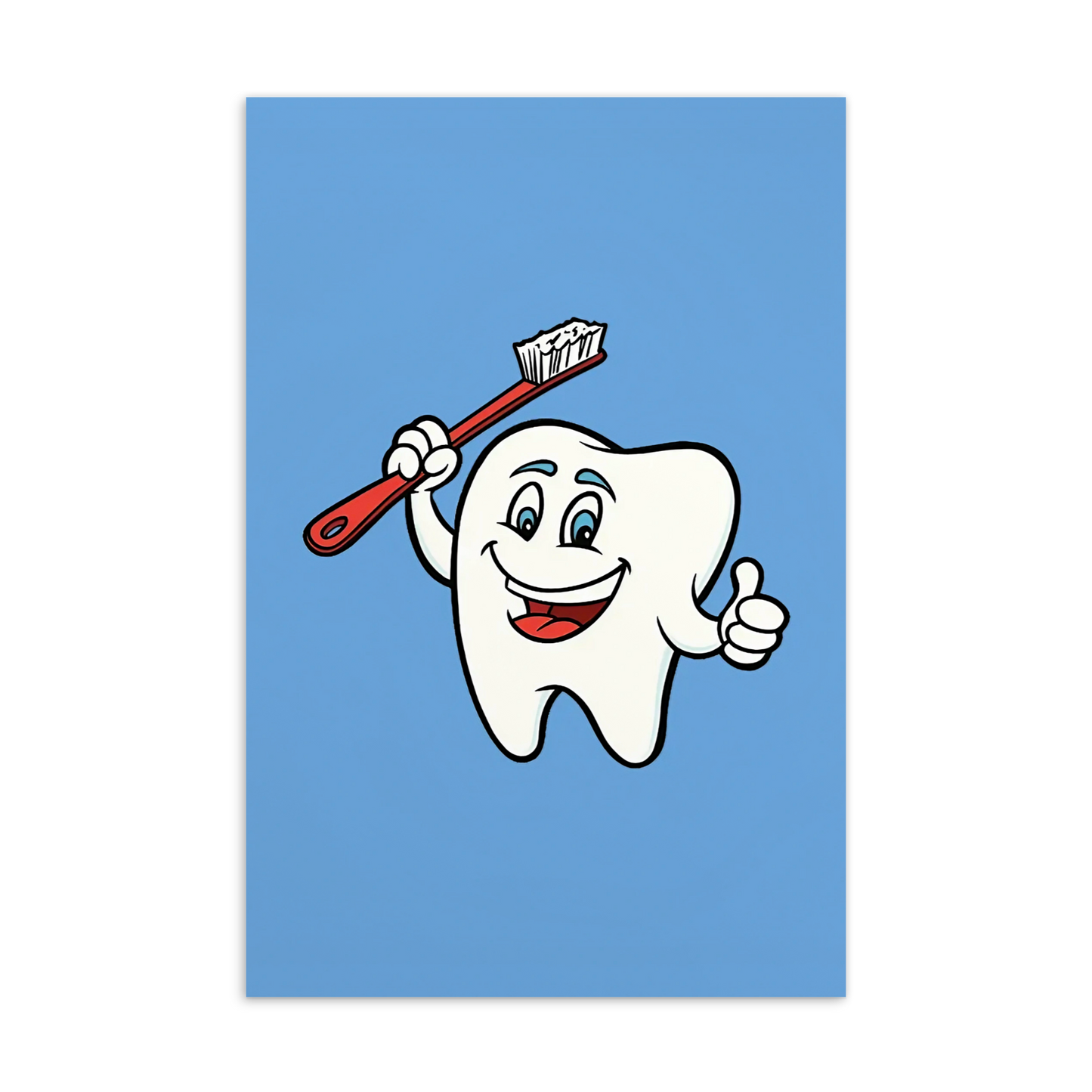 Dental Motivational & Reward Cards- Smiling Tooth Holding A Red Toothbrush (Dark blue Background)