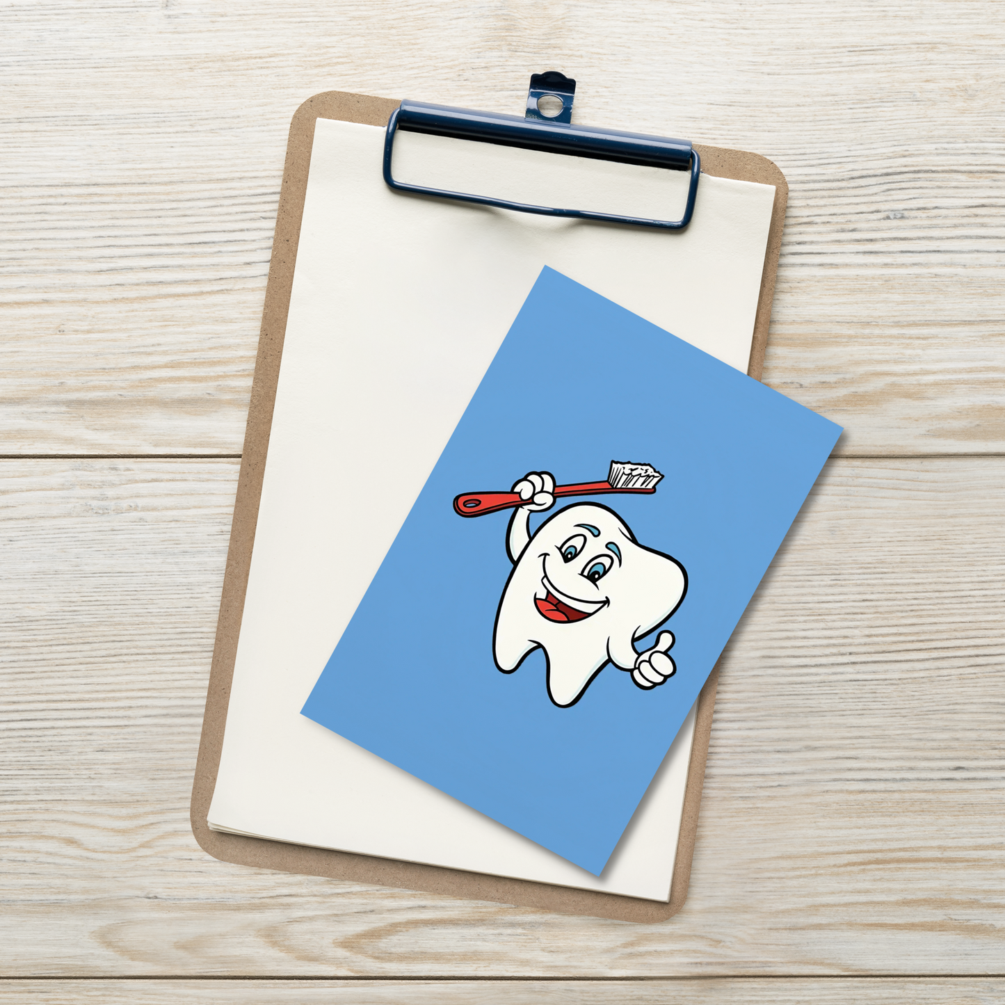 Dental Motivational & Reward Cards- Smiling Tooth Holding A Red Toothbrush (Dark blue Background)