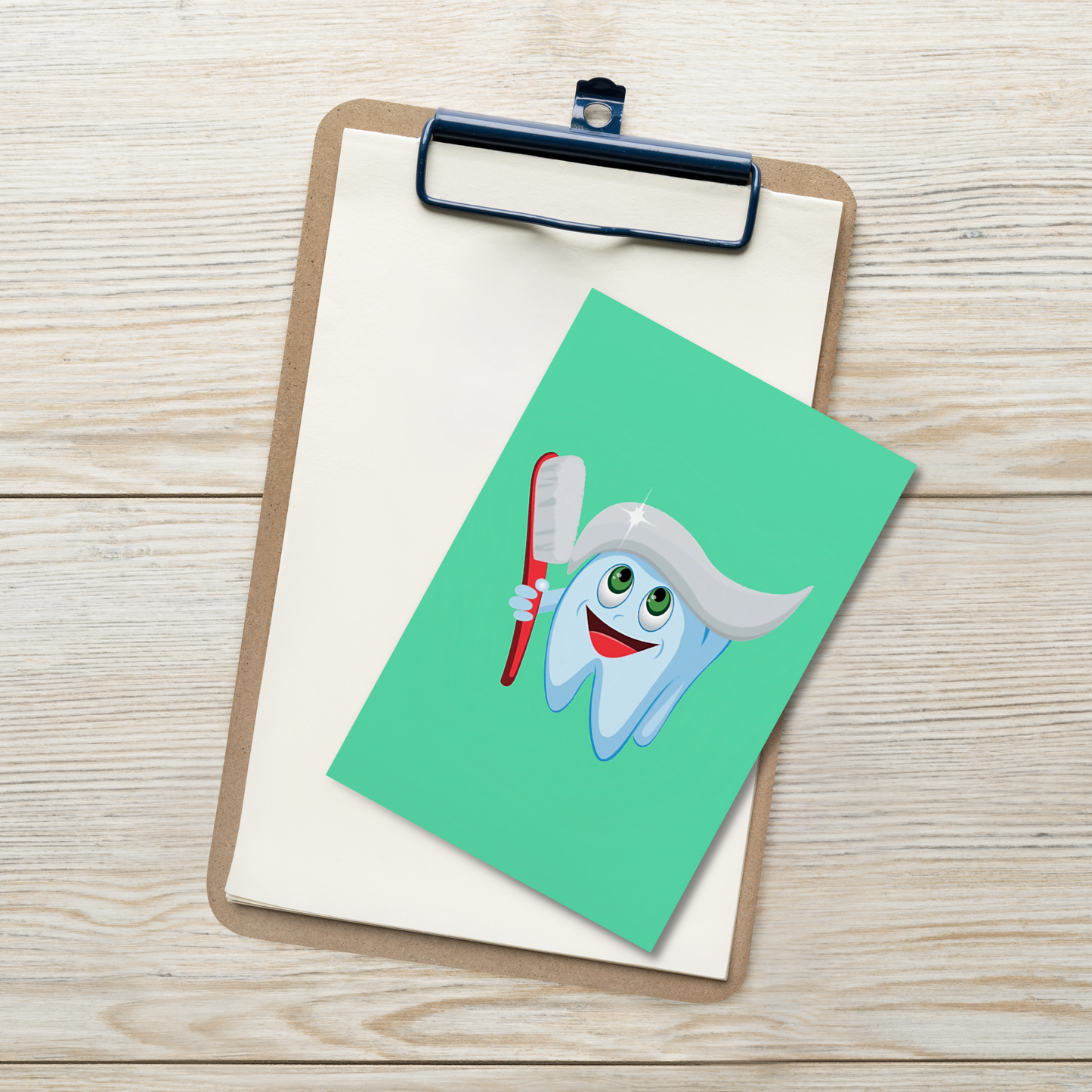 Dental Motivational & Reward Cards- Tooth With Toothpaste Hair Holding Red Toothbrush