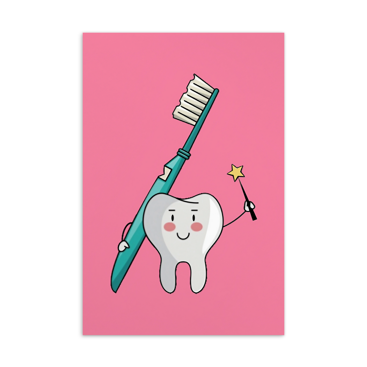 Dental Motivational & Reward Cards- Tooth holding green toothbrush and a magic wand