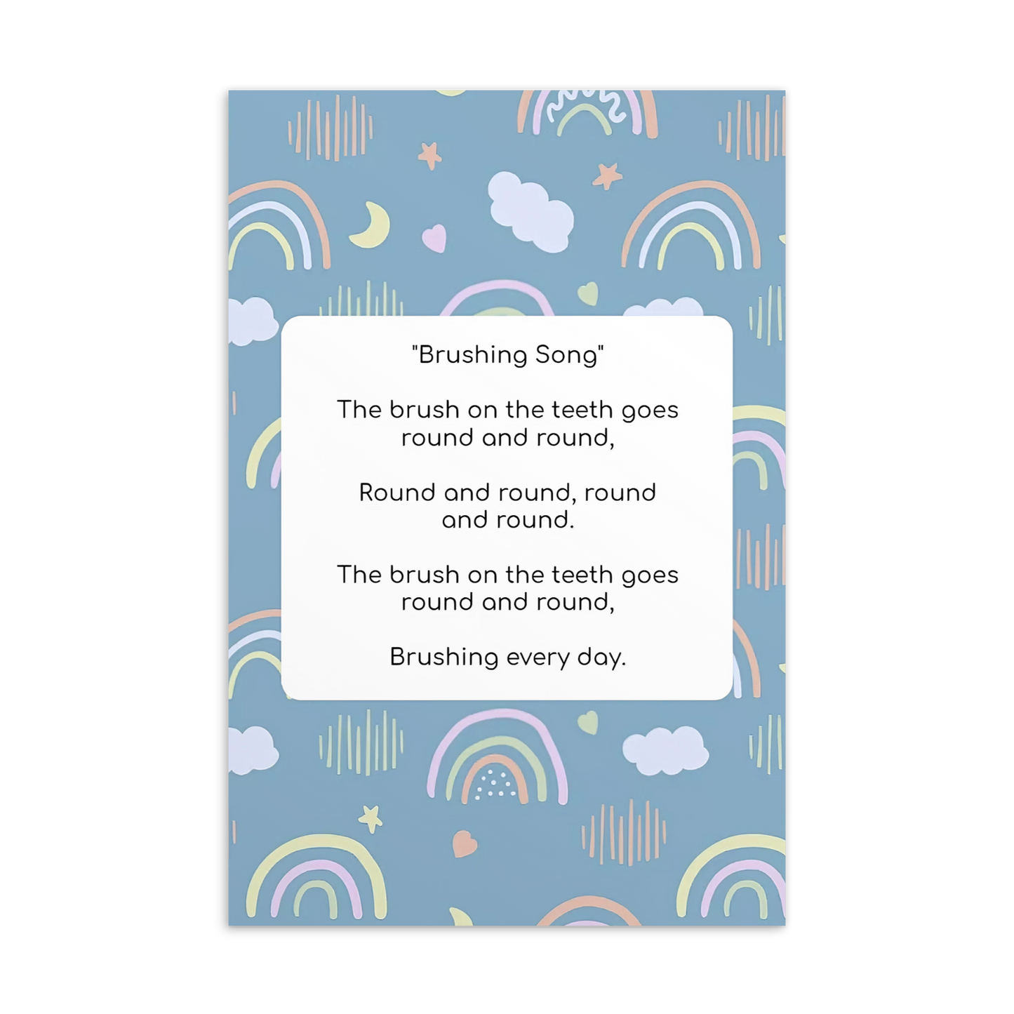 Toothbrushing Song Cards- Brushing Song (To The Tune Of "The Wheels on the Bus" Song)