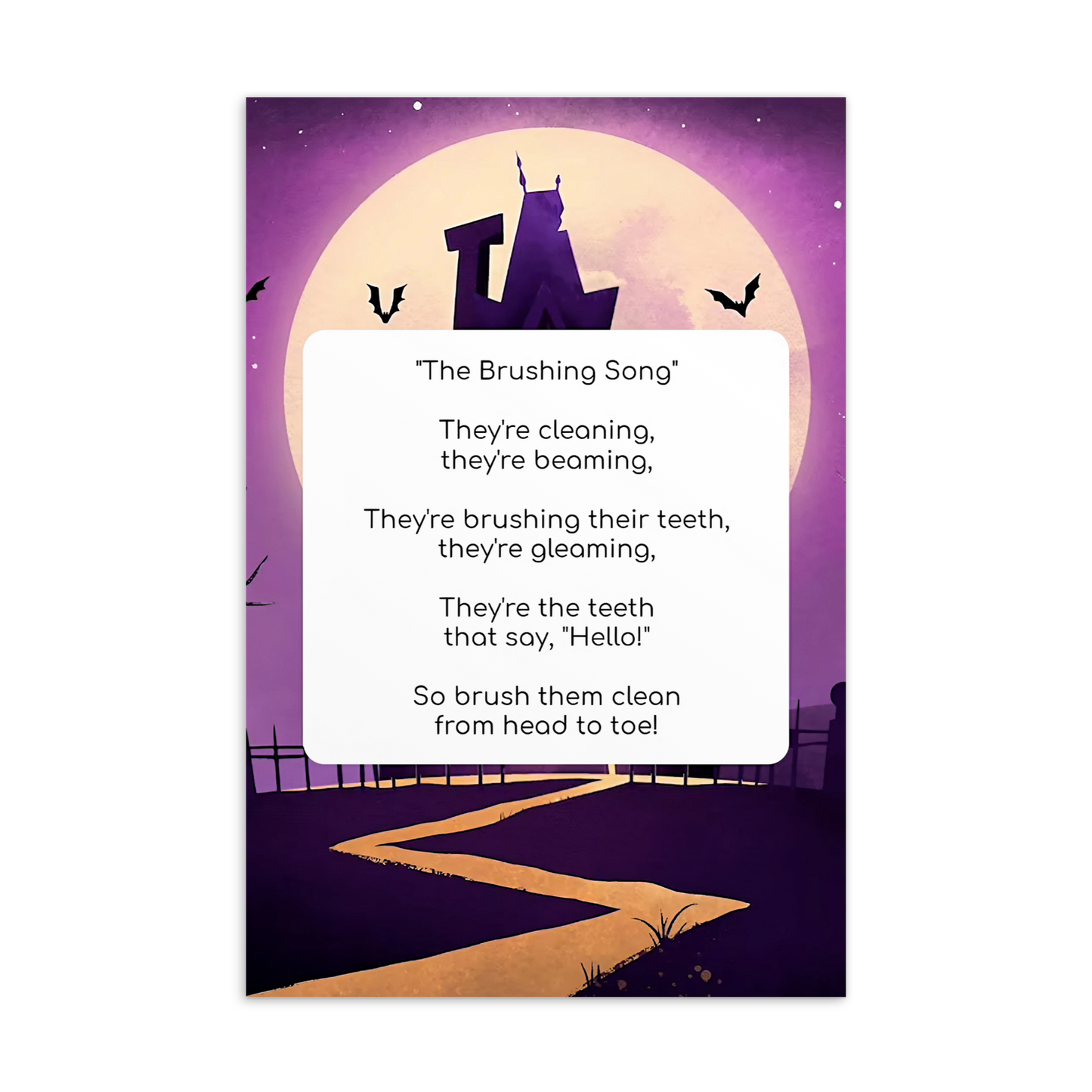 Toothbrushing Song Cards- The Brushing Song (To The Tune Of "The Addams Family" Theme Song)
