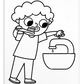 Colouring-in Cards - Boy Brushing Teeth