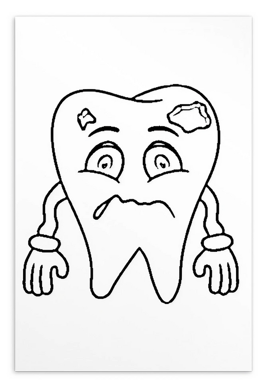 Colouring-in Cards - Tooth With Cavity