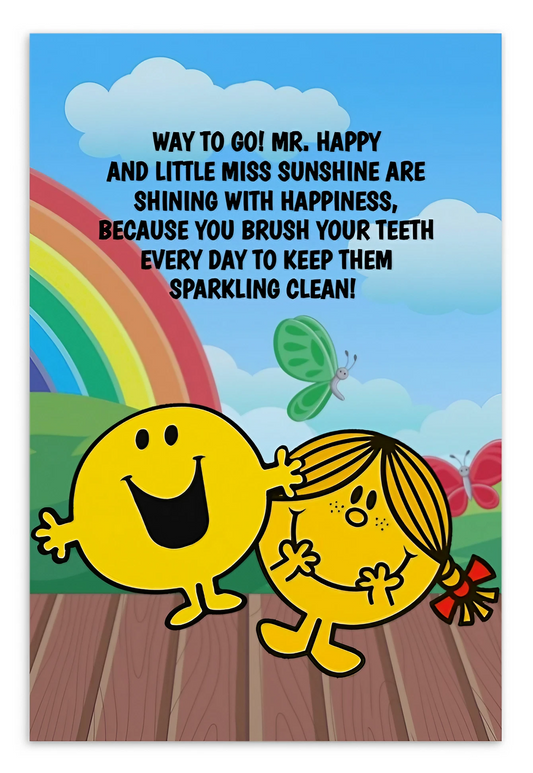 Mr. Men and Little Miss | Dental Motivational & Reward Cards- Way To Go! You're A Smile Superstar