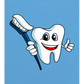 Dental Motivational & Reward Cards- Smiling Tooth Holding A Blue Toothbrush (Blue Background)