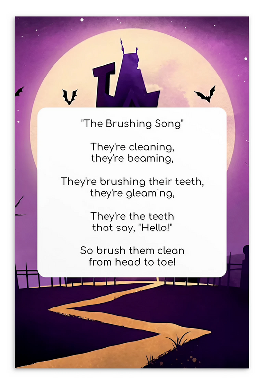 Toothbrushing Song Cards- The Brushing Song (To The Tune Of "The Addams Family" Theme Song)