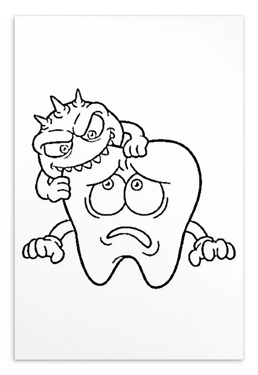 Colouring-in Cards - Cavity Causing Bacteria and Tooth