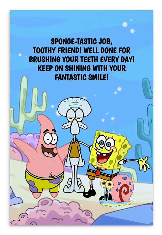 SpongeBob SquarePants | Dental Motivational & Reward Cards- Sponge-Tastic Job, Toothy Friend!