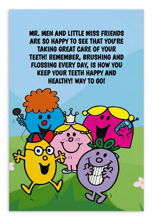Mr. Men and Little Miss | Dental Motivational & Reward Cards- Mr. Men And Little Miss Friends Are So Happy To See That You're Taking Care Of  Your Teeth!