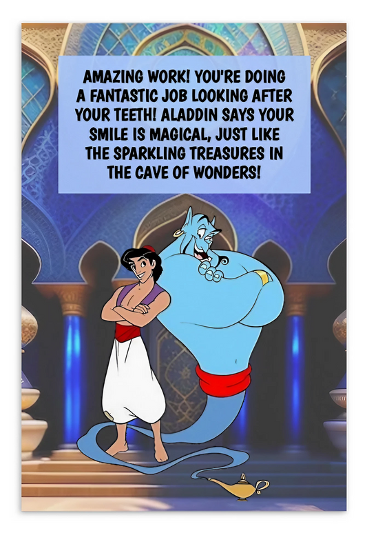 Aladdin | Dental Motivational & Reward Cards- Amazing Work! Your'e Doing A Fantastic Job Looking After Your Teeth!