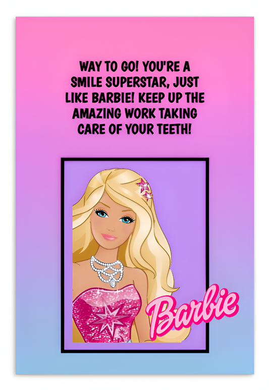 Barbie | Dental Motivational & Reward Cards- Way To Go! You're A Smile Superstar