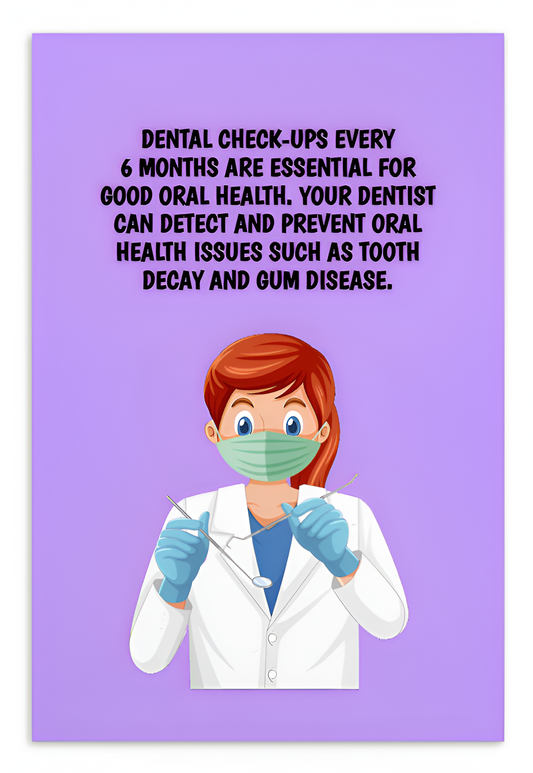 Oral Hygiene Cards-  Dental Check-Ups Every 6 Months Are Essential For Good Oral Health
