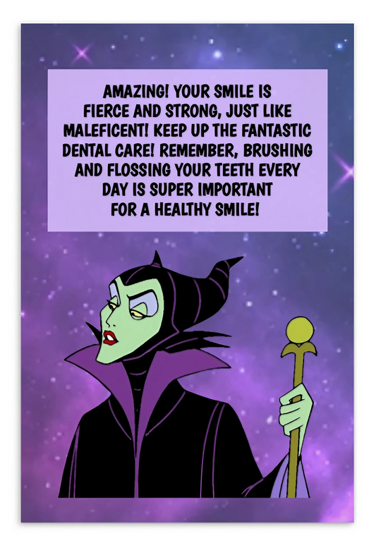 Maleficent | Dental Motivational & Reward Cards- Amazing! Your Smile Is Fierce And Strong, Just Like Maleficent