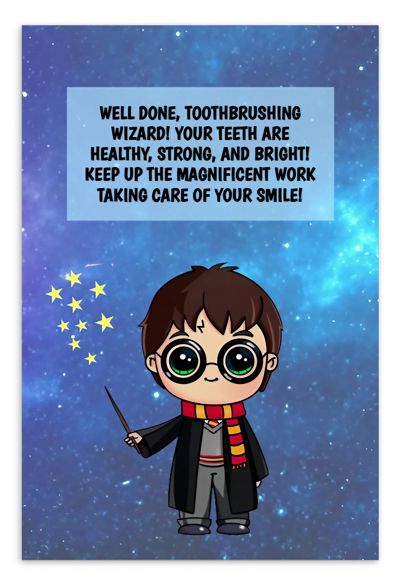 Harry Pottter | Dental Motivational & Reward Cards- Well Done, Toothbrushing Wizard!