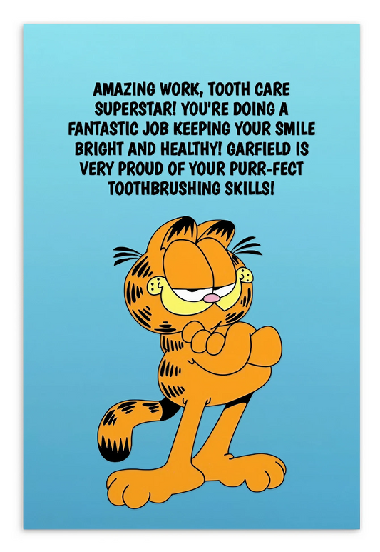 Garfield | Dental Motivational & Reward Cards- Well Done, Tooth Care Superstar!