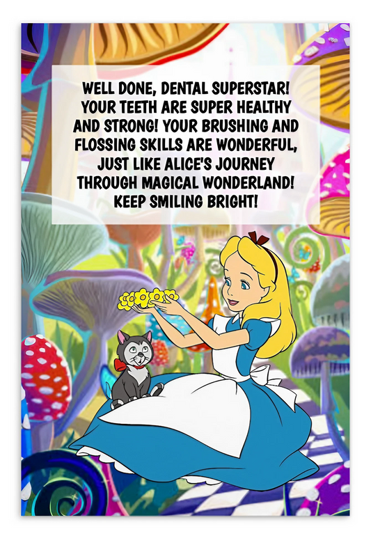 Alice In Wonderland | Dental Motivational & Reward Cards- Well Done, Dental Superstar! Your Teeth Are  Super Healthy And Strong!