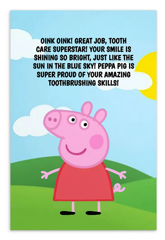 Peppa Pig | Dental Motivational & Reward Cards- Oink Oink! Great Job, Tooth Care Superstar!