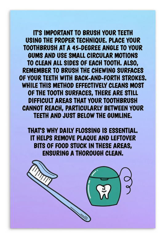 Oral Hygiene Cards- It's Important To Brush Your Teeth With The Proper Technique