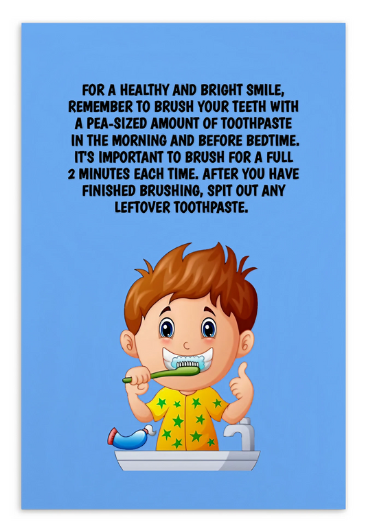 Oral Hygiene Cards- For A Healthy And Bright Smile, Remember To Brush Your Teeth With A Pea-sized Amount Of Toothpaste In The Morning And Before Bedtime