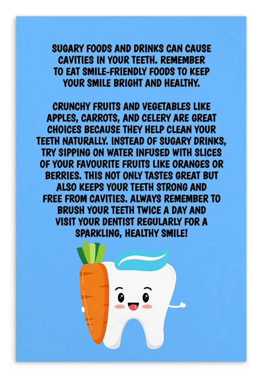 Oral Hygiene Cards- Sugary Foods And Drinks Can Cause Cavities In Your Teeth