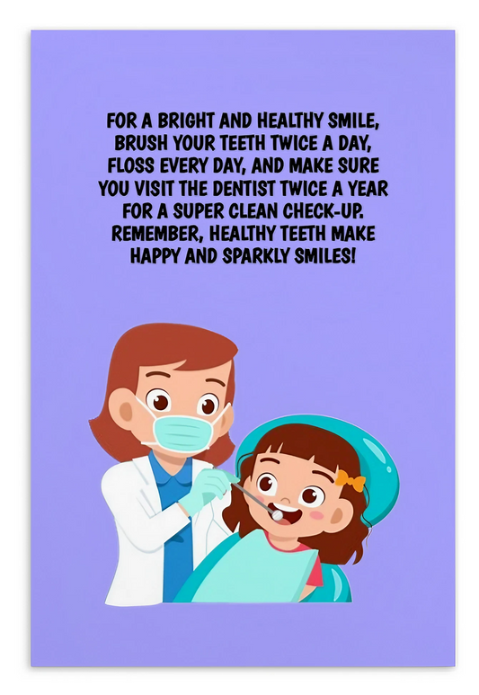 Oral Hygiene Cards- For A Bright And Healthy Smile, Brush Your Teeth Twice A Day