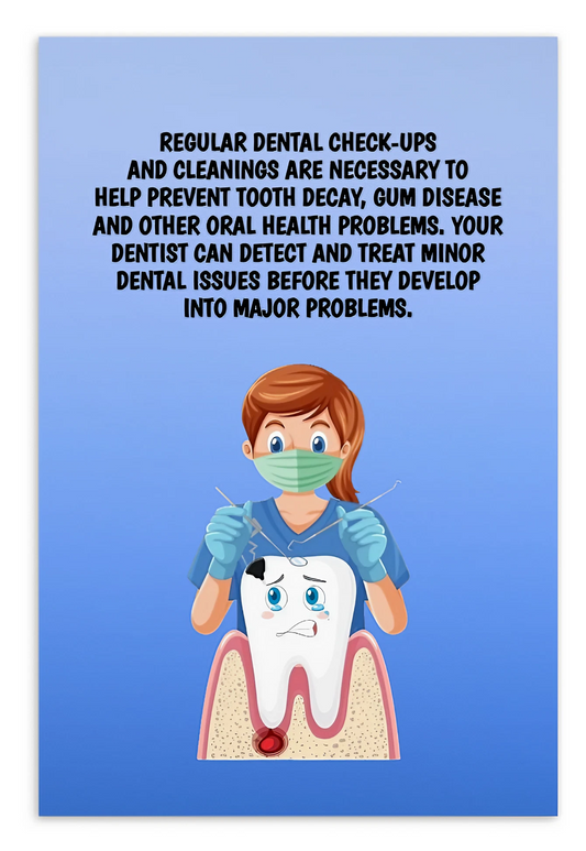 Oral Hygiene Cards-  Regular Dental Check-ups And Cleanings Are Necessary To Help Prevent Tooth Decay, Gum Disease And Other Oral Health Problems