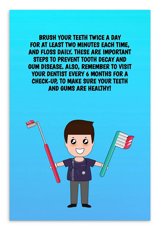 Oral Hygiene Cards-  Brush Your Teeth Twice A Day For At Least Two Minutes Each Time