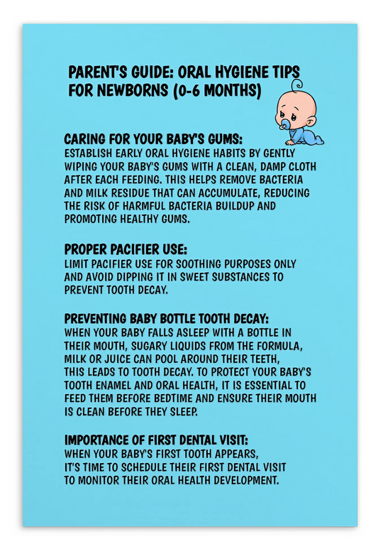 Parent's Dental Care Cards- Parent's Guide: Oral Hygiene Tips For Newborns (0-6 Months)
