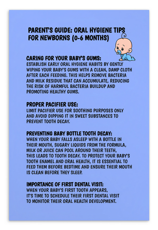 Parent's Dental Care Cards- Parent's Guide: Oral Hygiene Tips For Newborns (0-6 Months)