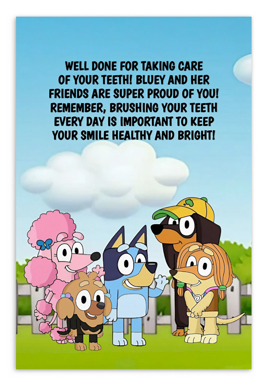 Bluey | Dental Motivational & Reward Cards- Well Done For Taking Care Of Your Teeth!
