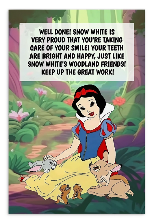 Snow White | Dental Motivational & Reward Cards- Well Done! Snow White Is Very Proud That You're Taking Care Of Your Smile!