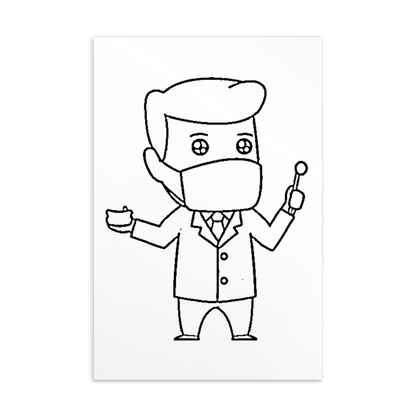 Colouring-in Cards - Dentist Holding Dental Mirror
