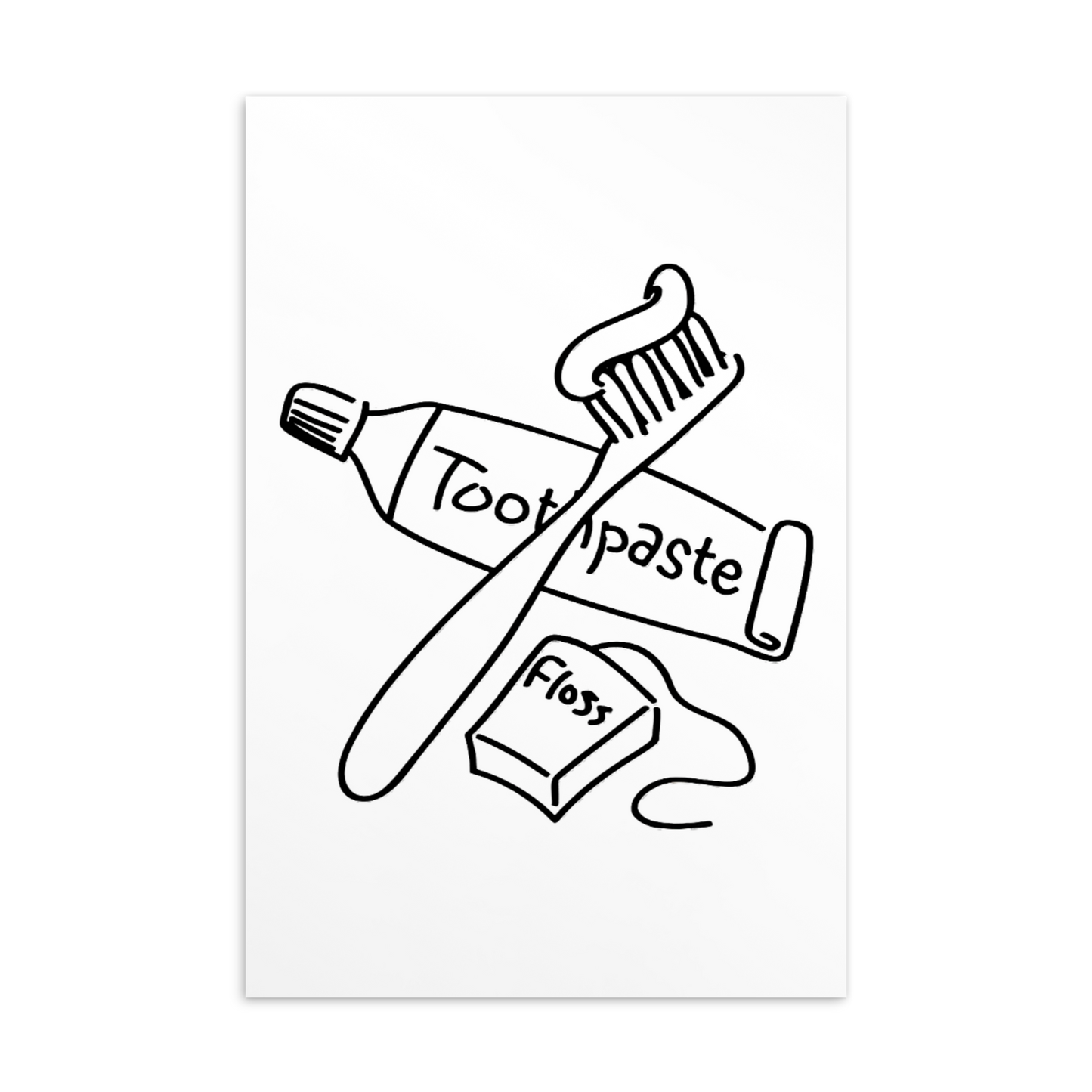 Colouring-in Cards - Toothpaste, Toothbrush And Dental Floss