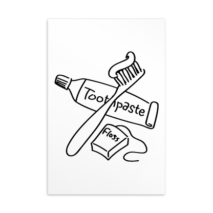 Colouring-in Cards - Toothpaste, Toothbrush And Dental Floss