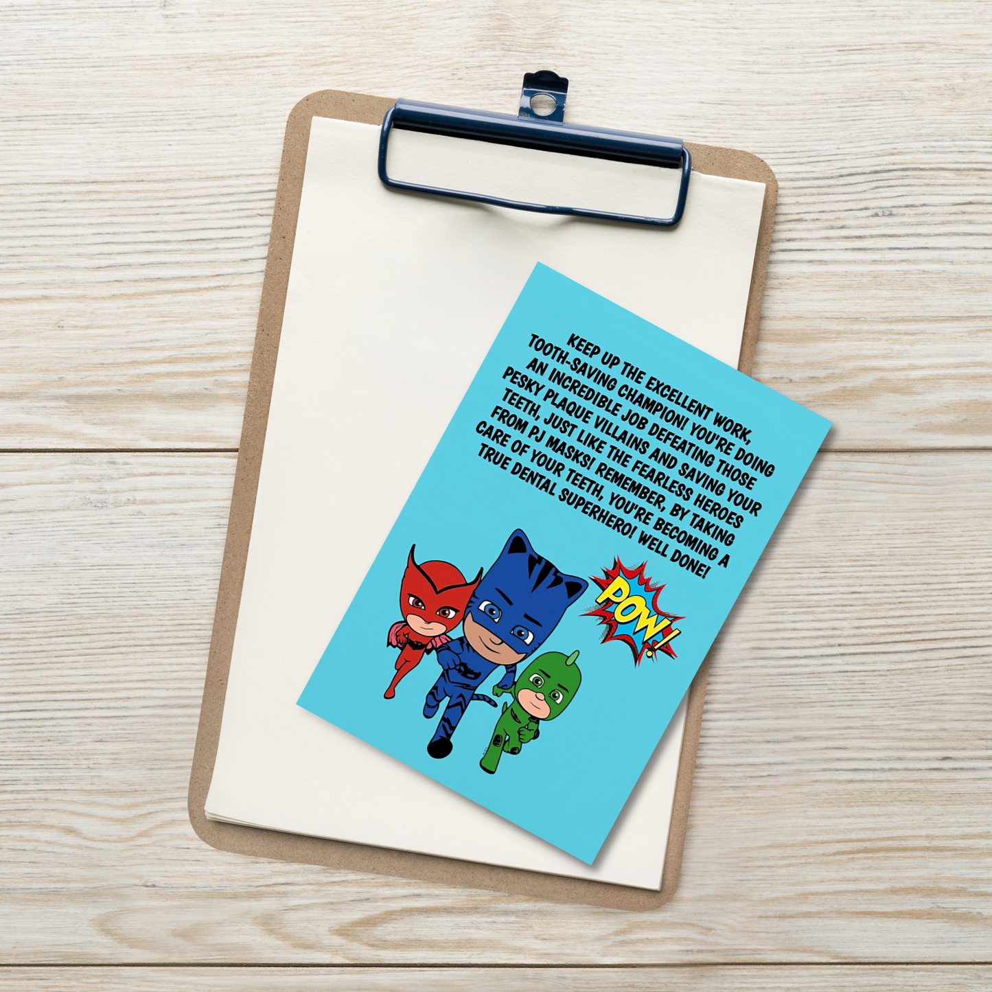PJ Masks | Dental Motivational & Reward Cards- Keep Up The Excellent Work Tooth-Saving Champion!