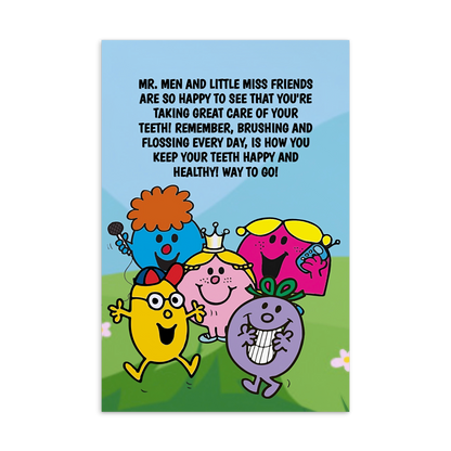 Mr. Men and Little Miss | Dental Motivational & Reward Cards- Mr. Men And Little Miss Friends Are So Happy To See That You're Taking Care Of  Your Teeth!