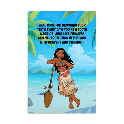 Princess Moana | Dental Motivational & Reward Cards- Well Done For Brushing Your Teeth Every Day!