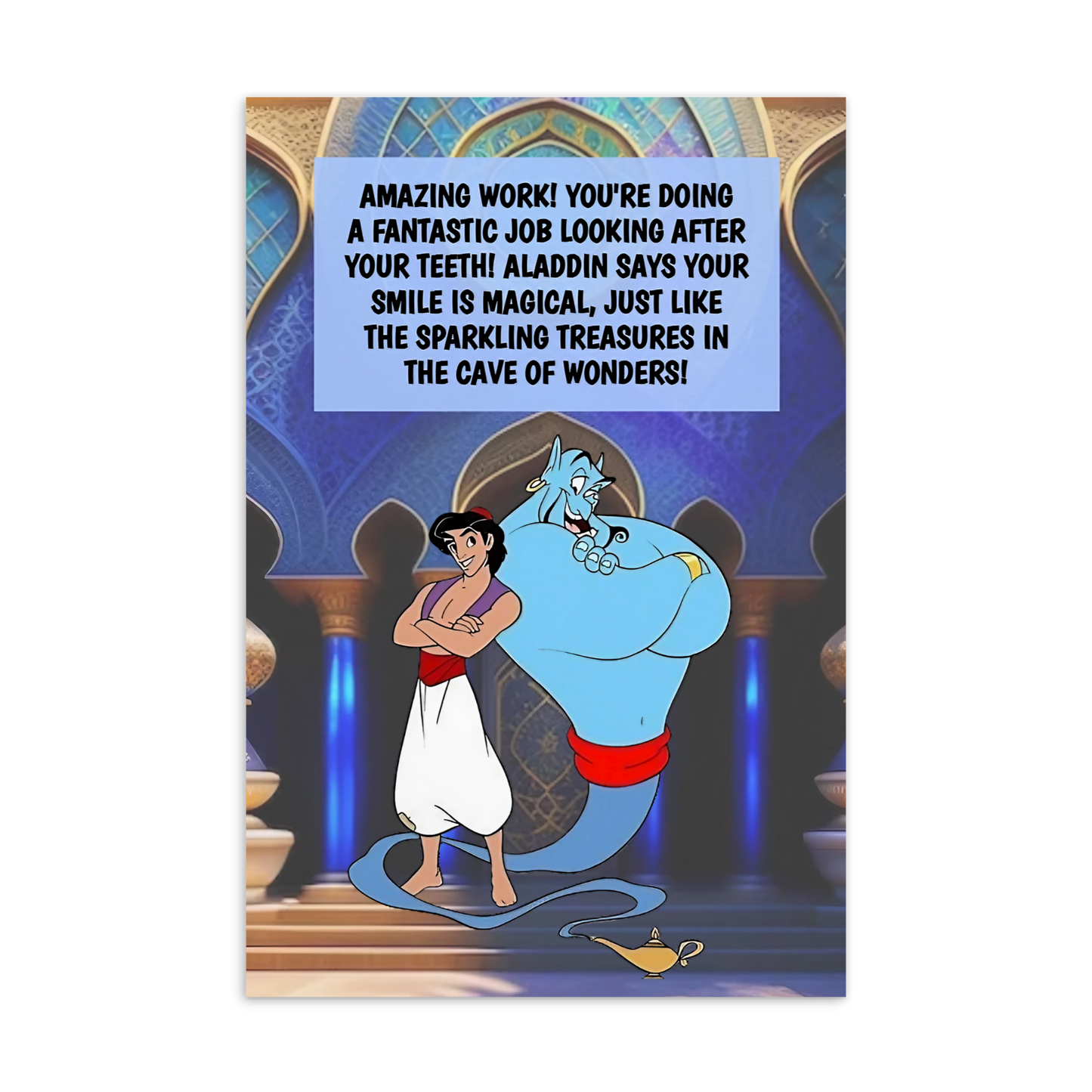 Aladdin | Dental Motivational & Reward Cards- Amazing Work! Your'e Doing A Fantastic Job Looking After Your Teeth!