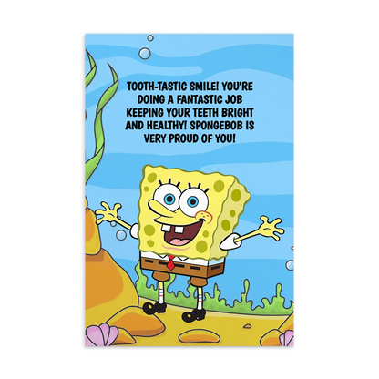 Spongebob | Dental Motivational & Reward Cards- Tooth-Tastic Smile! You're A Fantastic Job Taking Care Of Your Teeth!