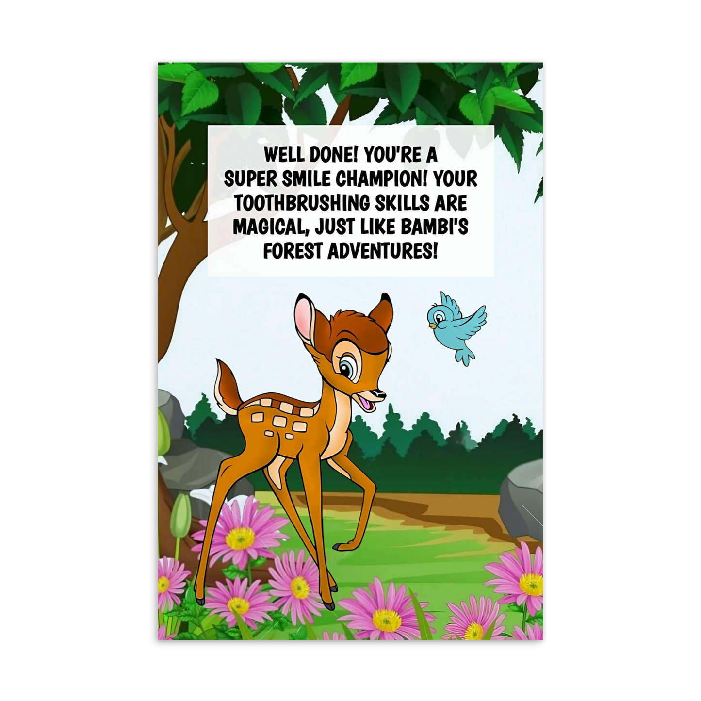Bambi | Dental Motivational & Reward Cards- Well Done! You're A Super Smile Champion!